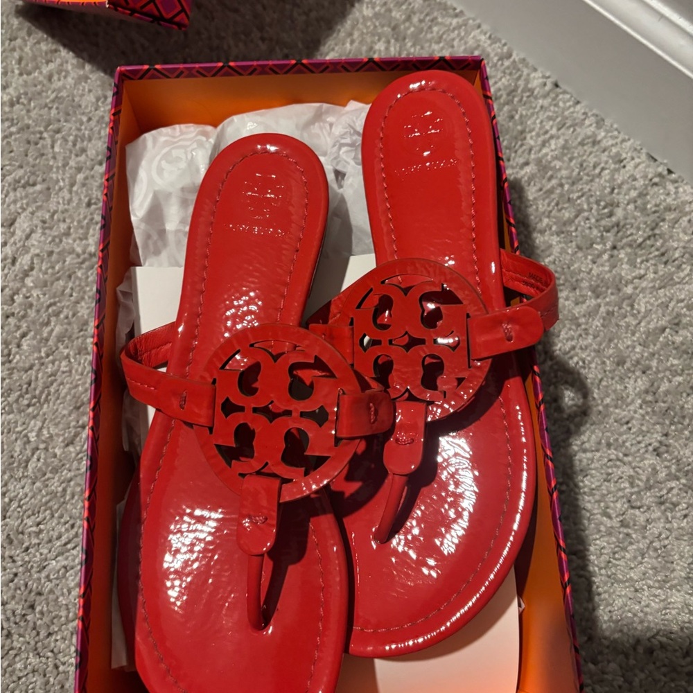 Tory Burch Miller Naplak Logo Sandals in Bright Samba color - Picture 4 of 5